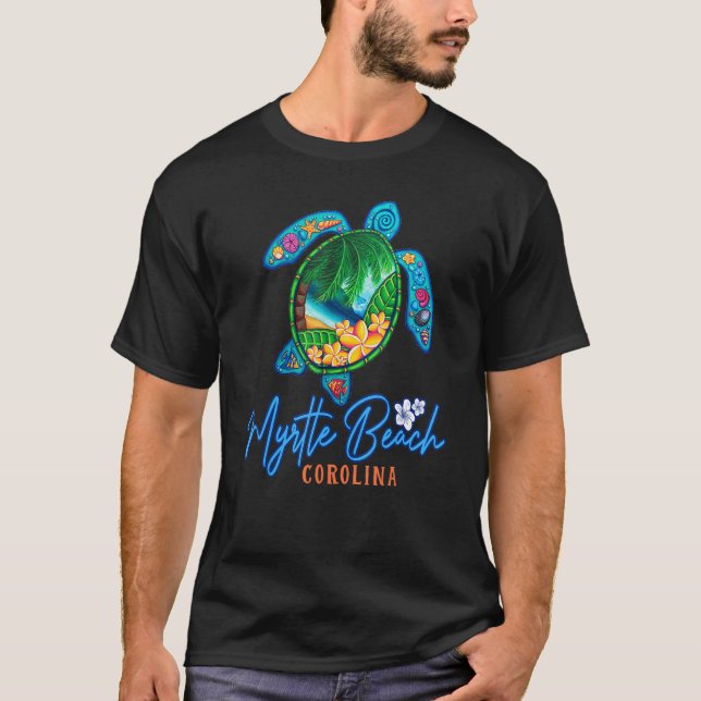 T-shirt Myrtle Beach Sea Turtle Carolina Vacances Famille  (Devant)