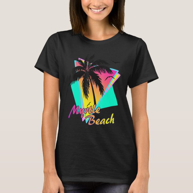 T-shirt Myrtle Beach Tropical Summer Palm Tree Sunset (Devant)
