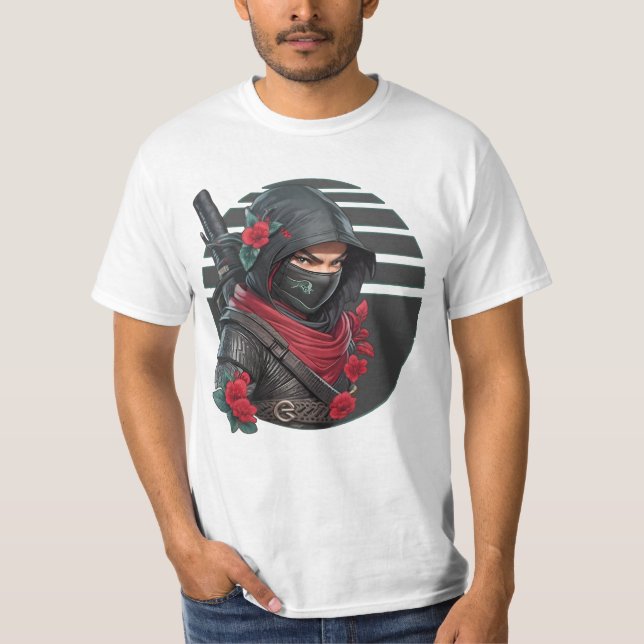 T-shirt Mystérieux guerrier de Ninja avec épée et écaille  (Devant)