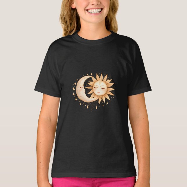 T-shirt Mystic Moon and Sun Celestial Boho Style (Devant)