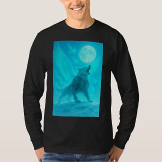T-shirt Mystic Winged Wolf Howling at the Moon