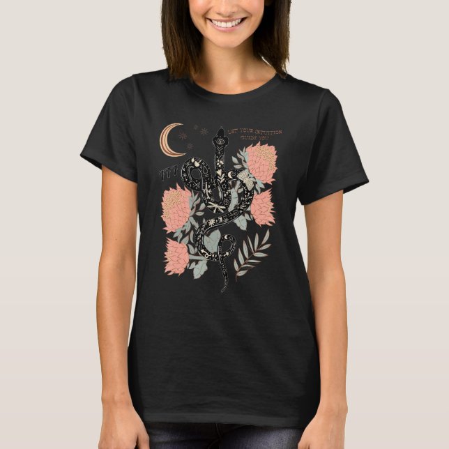 T-shirt Mystical Witchy 777 Angel Number Snake Flower Aest (Devant)