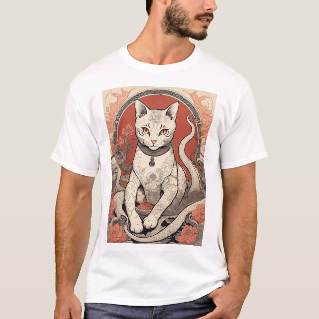 T-shirt "Mystique encrée : le chat de pieuvre" (Devant)