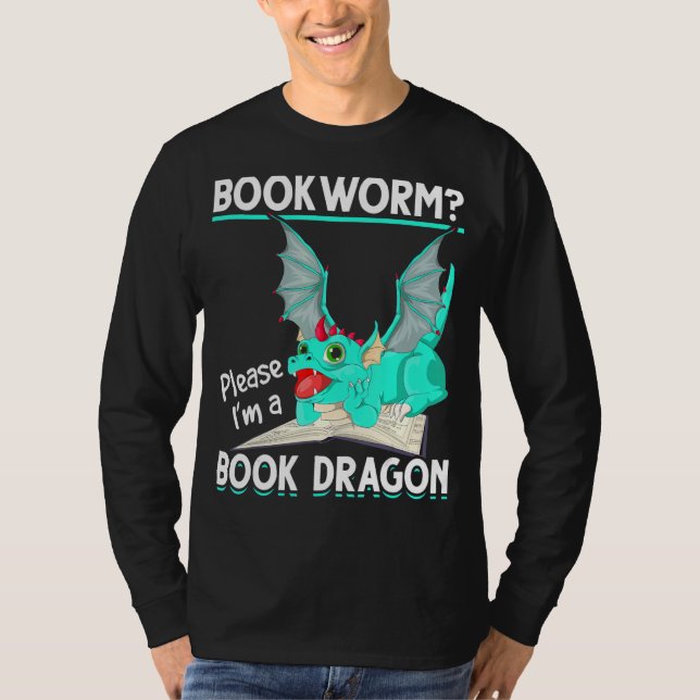 T-shirt Mythique Créature Lecture Bookworm Livre Dragon (Devant)