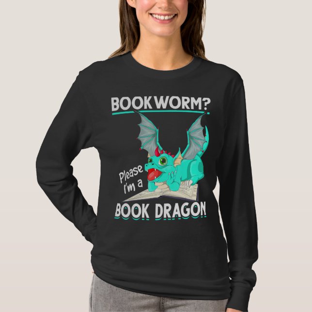 T-shirt Mythique Créature Lecture Bookworm Livre Dragon (Devant)