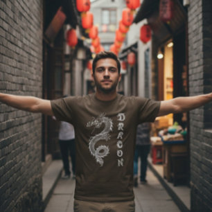 T-shirt Mythique Dragon Blanc Chinois Dracon