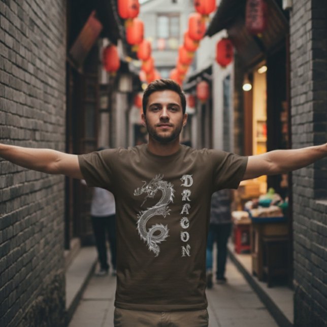T-shirt Mythique Dragon Blanc Chinois Dracon (Créateur téléchargé)