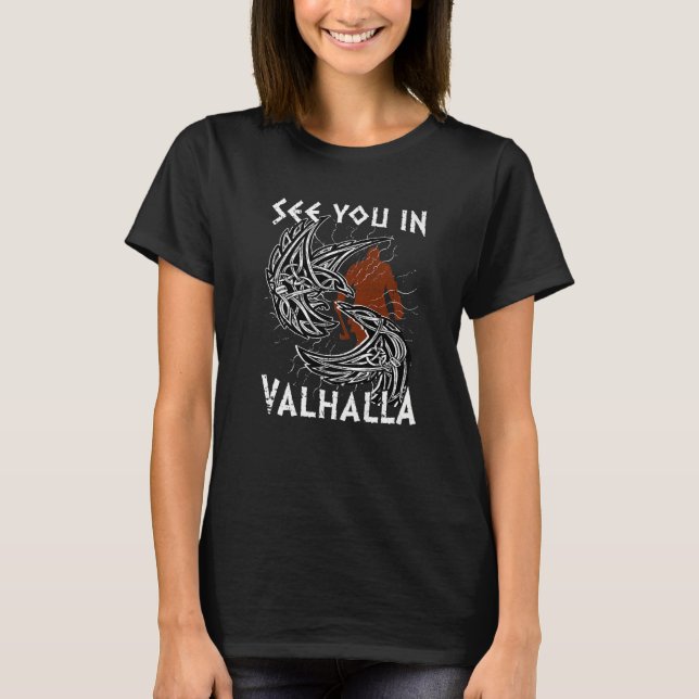 T-shirt Mythologie Norse Odin's Raven See You In Valhalla  (Devant)