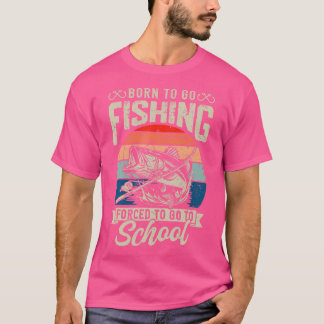 T-shirt n Boys Fishing Forced To Go To School Bass Fish