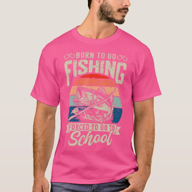 T-shirt n Boys Fishing Forced To Go To School Bass Fish (Devant)