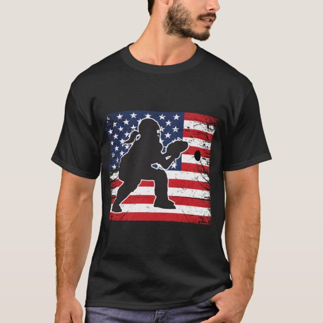 T-shirt N L'Équipe Drapeau De Softball Distressed (Devant)