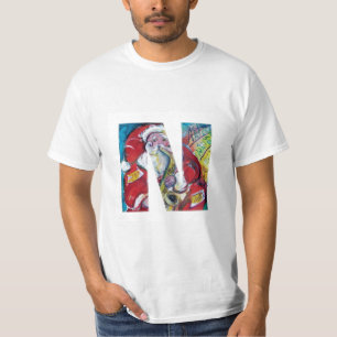 T-SHIRT N LETTRE /PÈRE NOËL ET SAX, MONOGRAMME DU PARTI DE