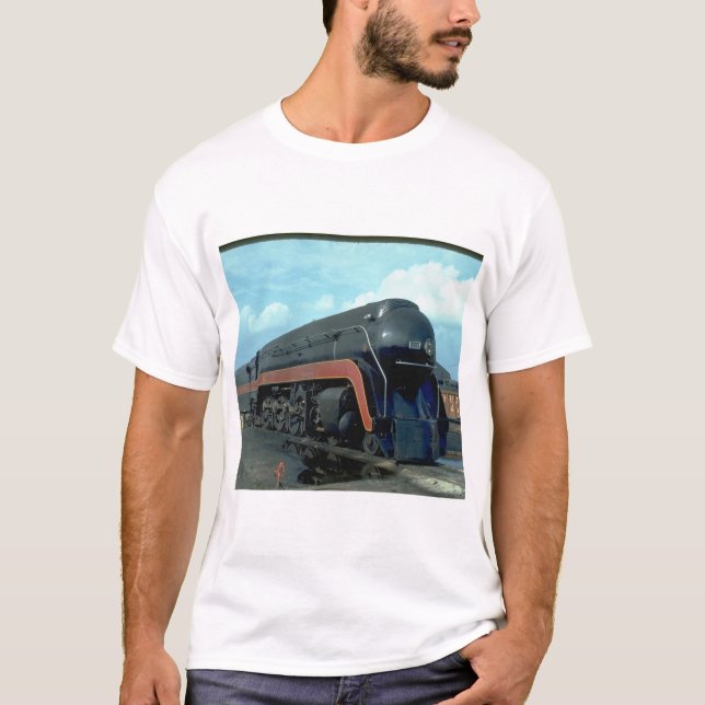 T-shirt N&W 4-8-4 #611. (train ; ciel ; nuages ; voie ;) (Devant)