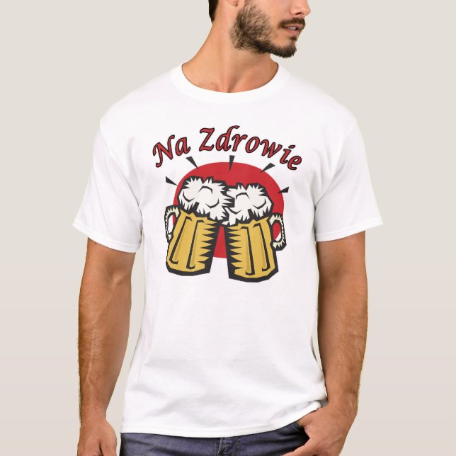 T-shirt Na Zdrowie Toast Avec Mugs De Bière (Devant)