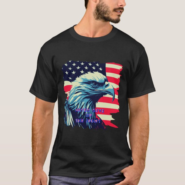 T-shirt N'abandonnez jamais le combat America Eagle USA Ar (Devant)