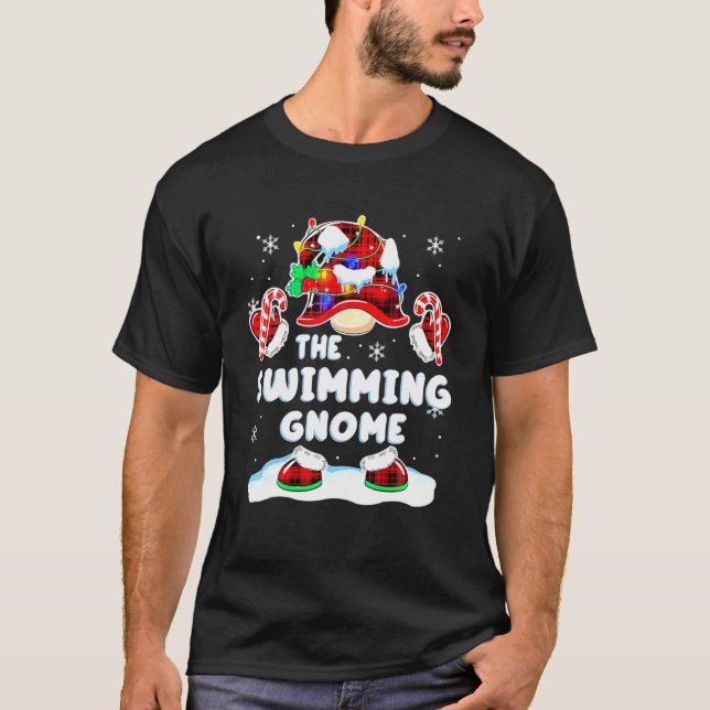 T-shirt Nage Gnome Gnome Rouge Plaid Famille C (Devant)