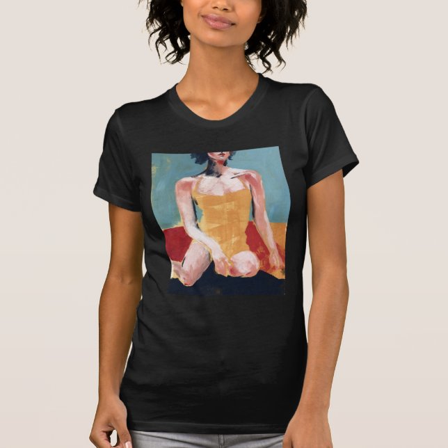 T-shirt Nage vintage - maillot de bain jaune (Devant)