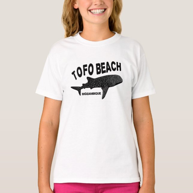 T-shirt Nager avec des requins baleines - Plage de Tofo Mo (Devant)