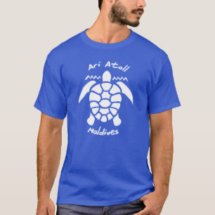 T-shirt Nager avec des tortues aux Maldives sur l'atoll d'