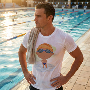 T-shirt Nager Garçon en lunettes et Casquette de natation