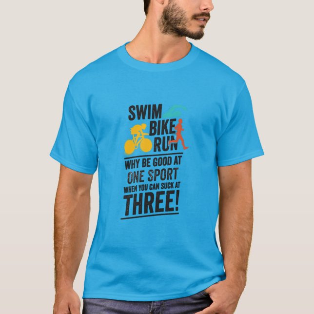T-shirt Nager, vélo, courir - Triathlon (Devant)