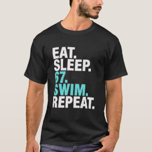 T-shirt Nageur Drôle 67 Dort Nager Répète