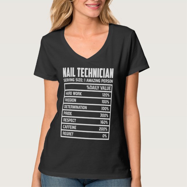 T-shirt Nail Technician Hard Work Passion Determination Pr (Devant)