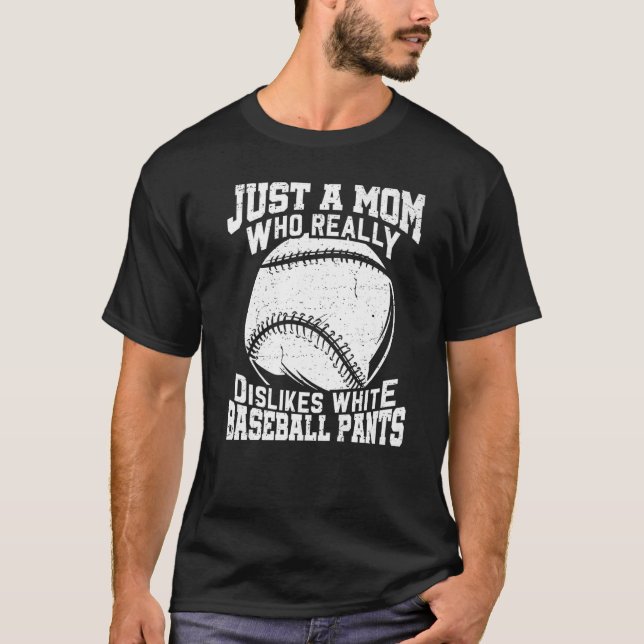 T-shirt N'aime pas le baseball blanc Pantalon Maman Softba (Devant)
