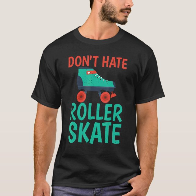 T-shirt N'aime pas le roller skate patin à roulettes (Devant)