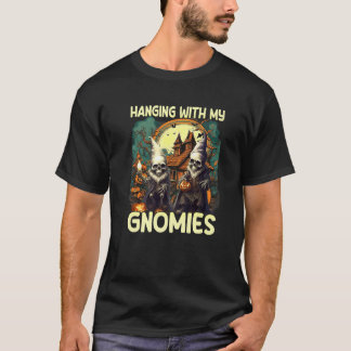 T-shirt Nain de squelette drôle Halloween suspendu avec mo