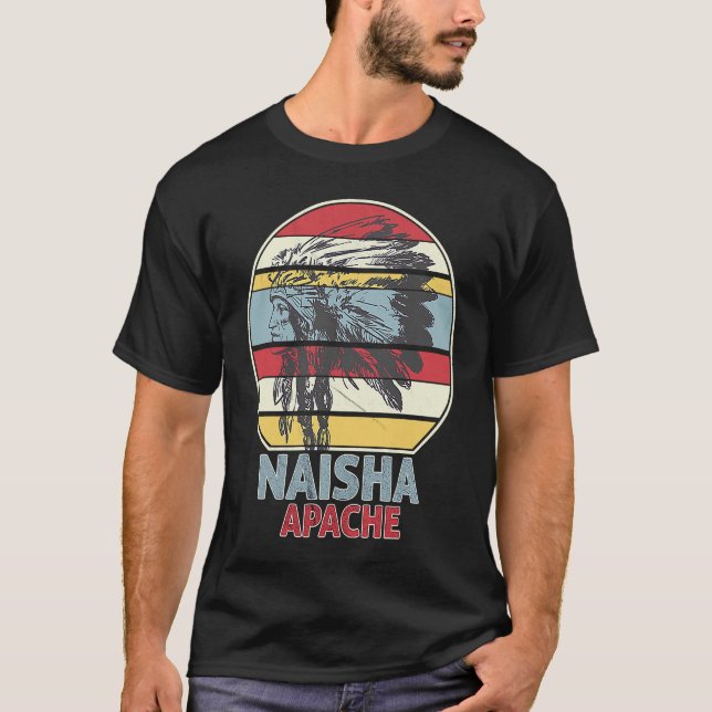 T-shirt NAISHA APACHE Tribu Indigène Mexicain Retro Su (Devant)