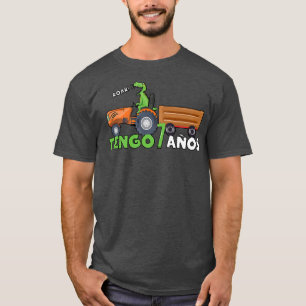 T-shirt Naissance Âge 7 ans Vieux Camion Dinosaure Fermier