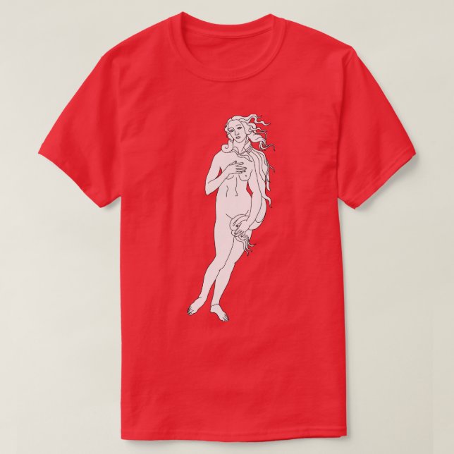 T-shirt Naissance de Venus Sandro Botticelli Black Line Ar (Design devant)