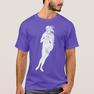 T-shirt Naissance de Vénus Sandro Botticelli Blue Line Art