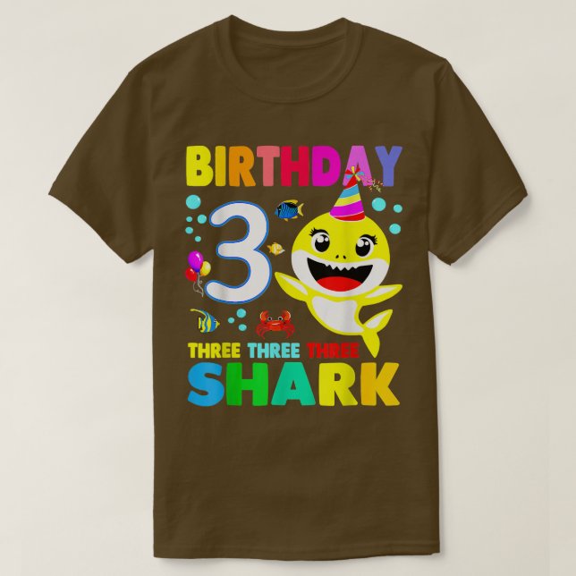 T-shirt Naissance du requin 3 ans 3e anniversaire Jumelage (Design devant)