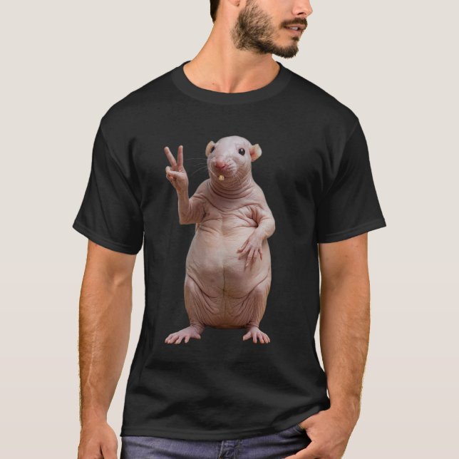 T-shirt Nak*d Mole Rat Signe de Paix (Devant)