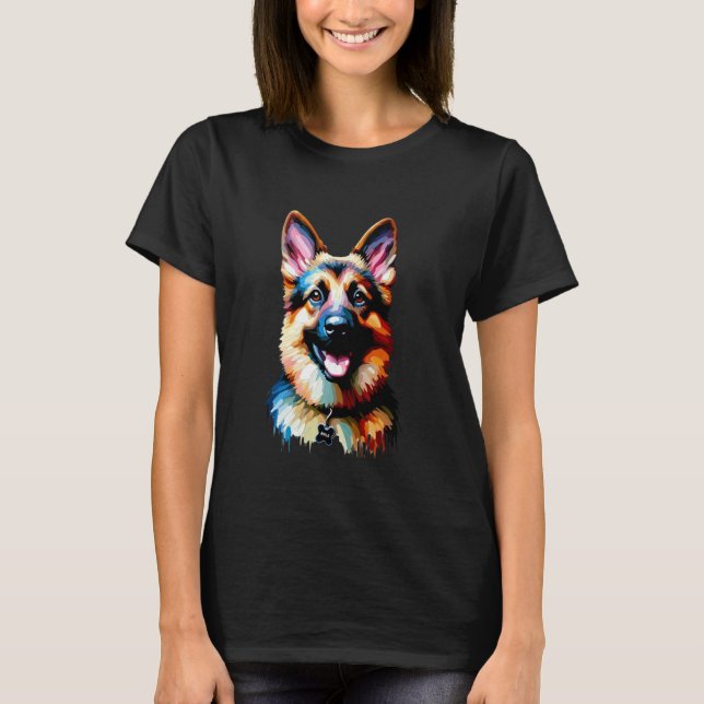 T-shirt NALA berger allemand animé Art unique pour animaux (Devant)