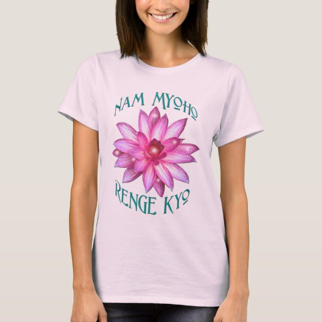 T-shirt Nam Myoho Renge Kyo avec la conception de fleur de (Devant)