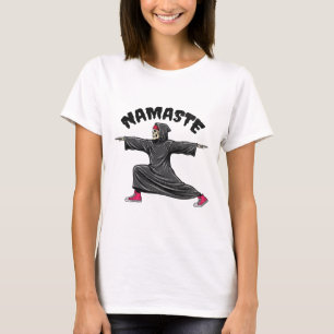T-shirt Namaste de yoga drôle Halloween squelette faucheur