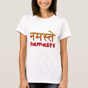 T-shirt Namaste en manuscrit anglais et de Hindi