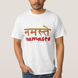 T-shirt Namaste en manuscrit anglais et de Hindi