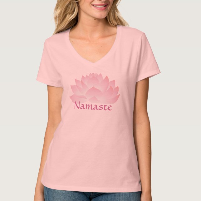 T-shirt Namaste Lotus Hanes femmes col V (Devant)