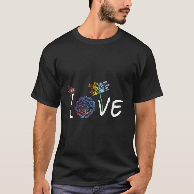 T-shirt Namaste Love Lotus Flower Bee Peace Meditation Yog (Devant)
