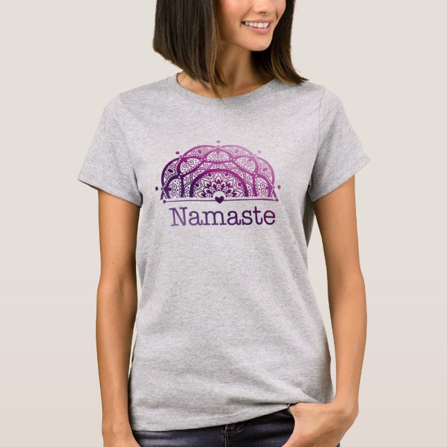 T-shirt Namaste Mandala violet (Devant)