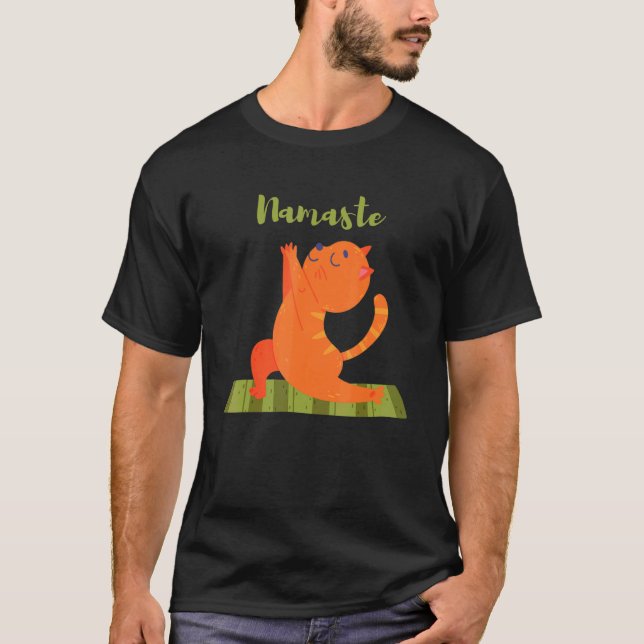 T-shirt Namaste Orange Tabby Kitty Chat pour instructeur d (Devant)