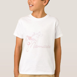 T-shirt Namaste rose avec défilement et tourbillons