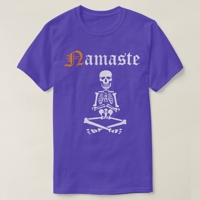 T-shirt Namaste Skeleton Halloween Yoga Halloween Asanas f (Design devant)