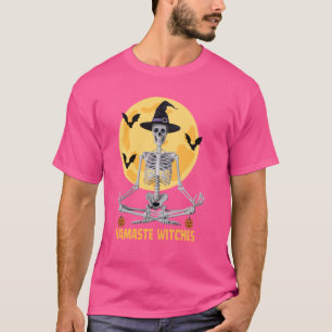 T-shirt Namaste Witches Halloween Yoga Pose Skeleton Medit