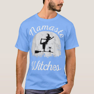 T-shirt Namaste Witches Yoga Witch Moon Chat Halloween Coû