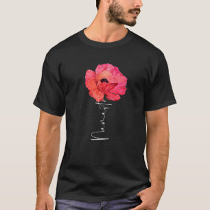 T-shirt Namaste Yoga Dit Aquarelle Rouge Populaire Fleur B
